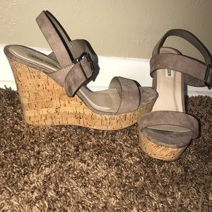 grey suede wedges